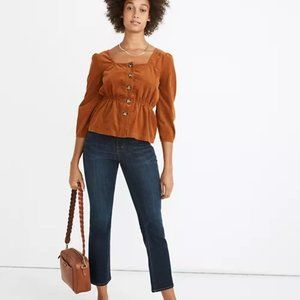 MADEWELL PETITE CALI DEMI-BOOT JEANS IN LARKSPUR WASH-sz 25P EUC